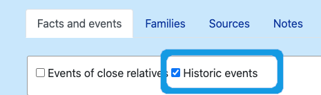 Webtrees Historic Events